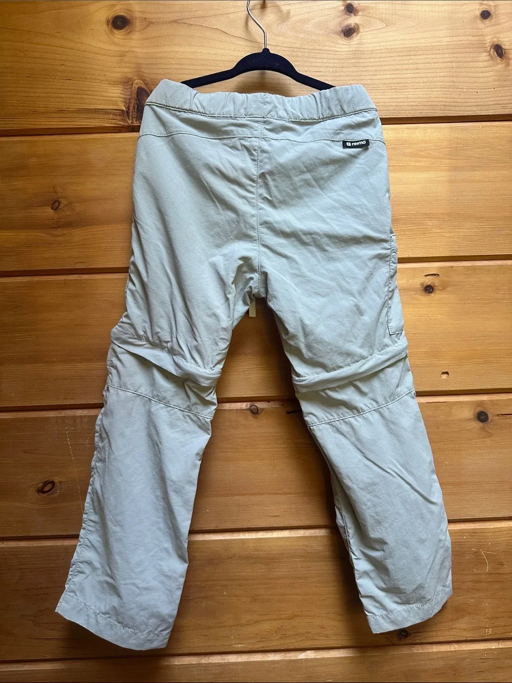 Reima Muunto tie waist sage green zip off pant tan short hiking kids 5